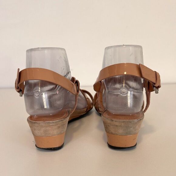Tod's Tan Patent Leather Strappy Mini Wedge Sandals - Picture 4 of 8
